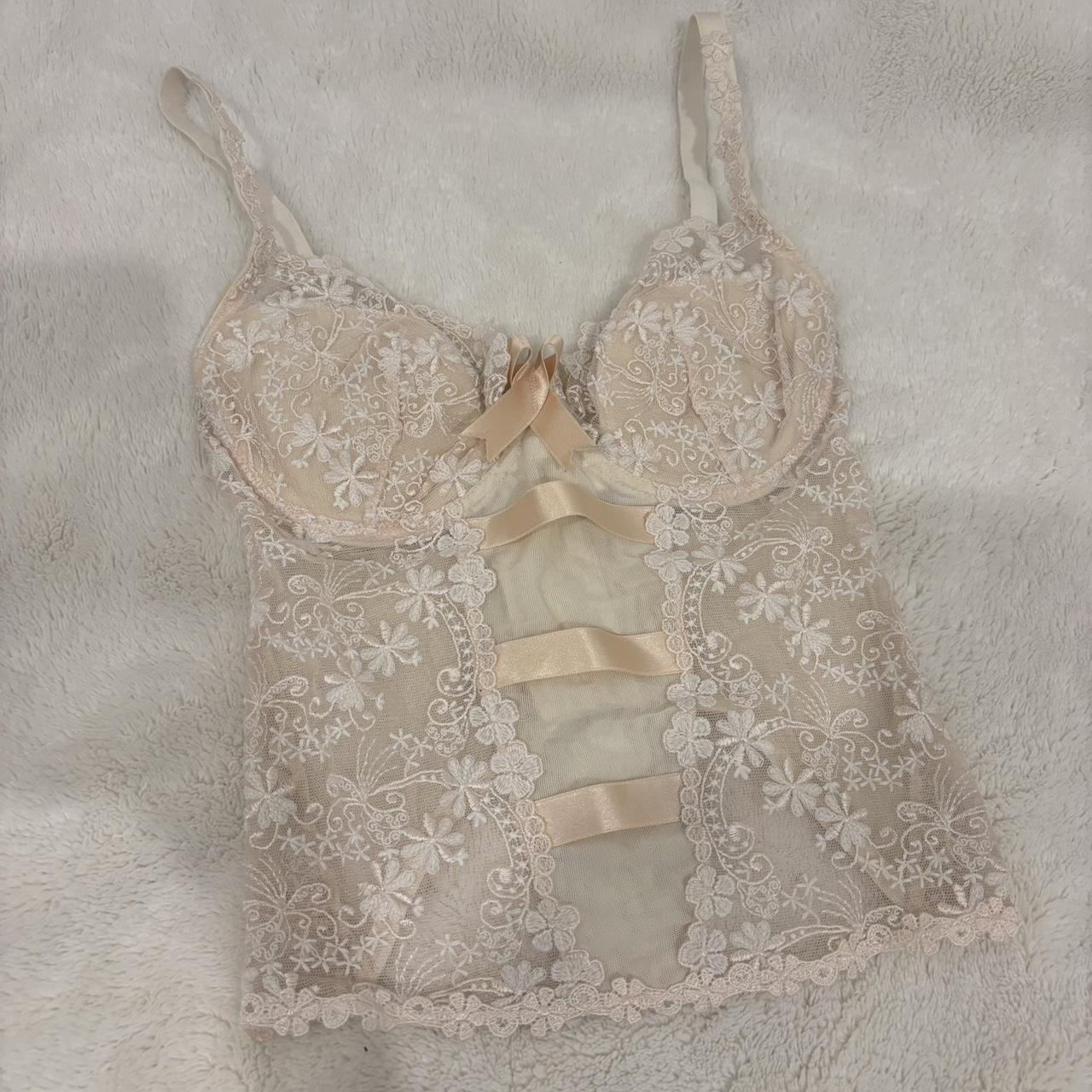 🤍 beautiful vintage cream corset top from France 🤍... - Depop