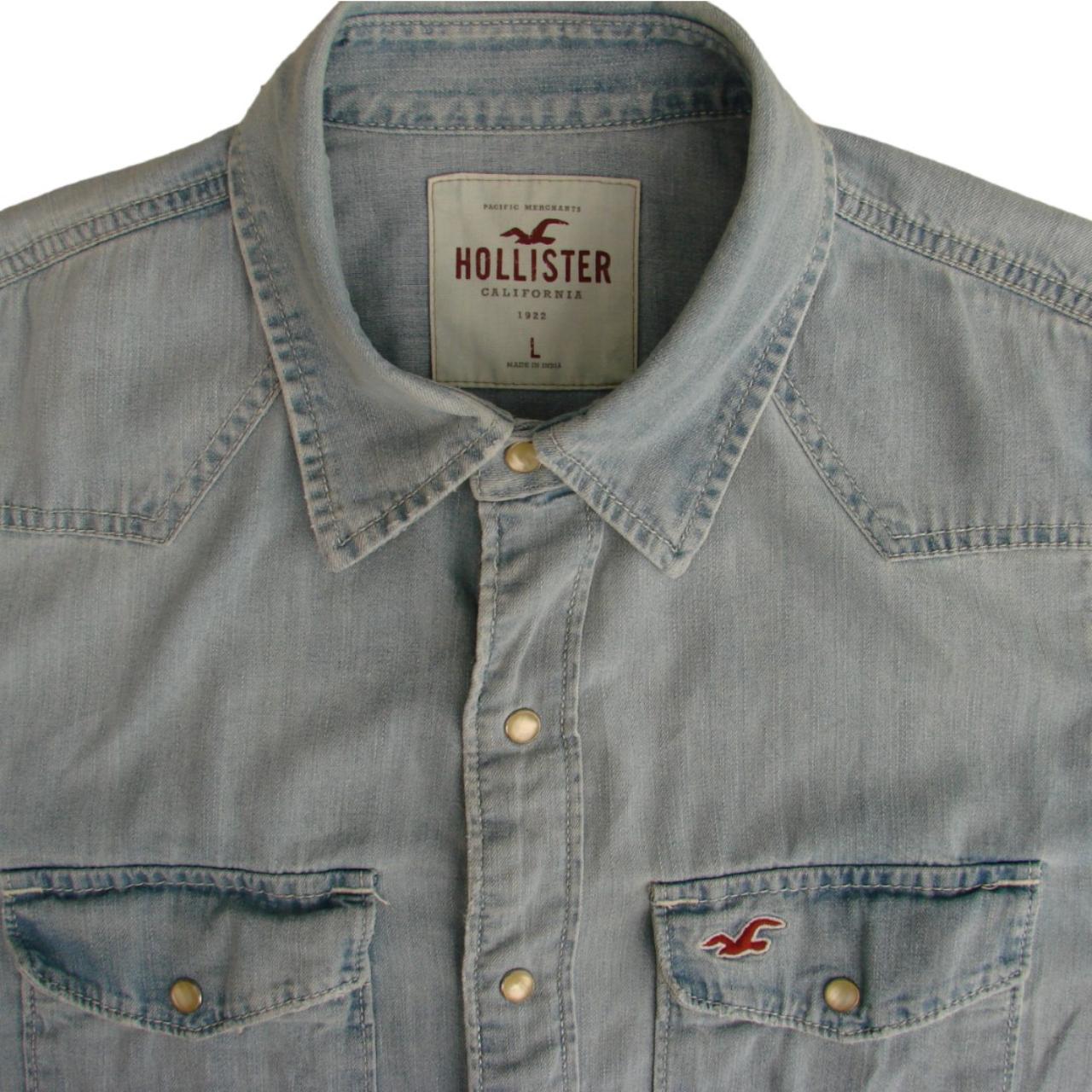 HOLLISTER DENIM Shirt Mens 17 L Faded Blue. Depop