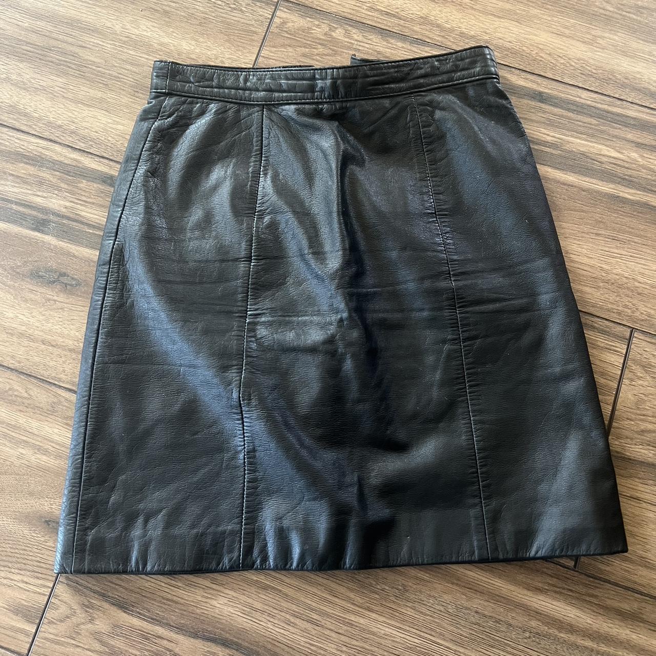 genuine leather mini skirt 🖤🖤 perfect condition!!... - Depop