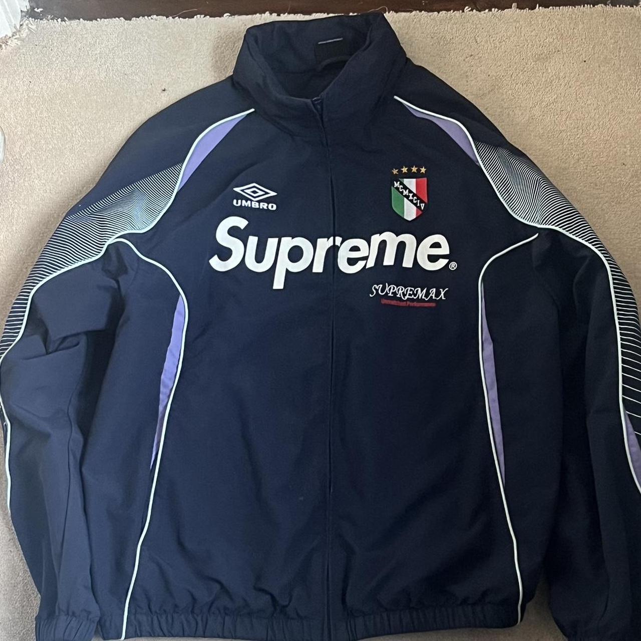 Umbro x Supreme track jacket in navy. In excellent... - Depop