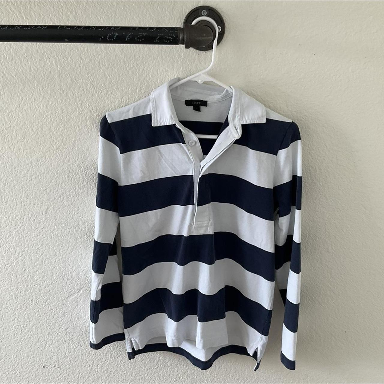 j crew vintage rugby shirt size small and fits true... - Depop
