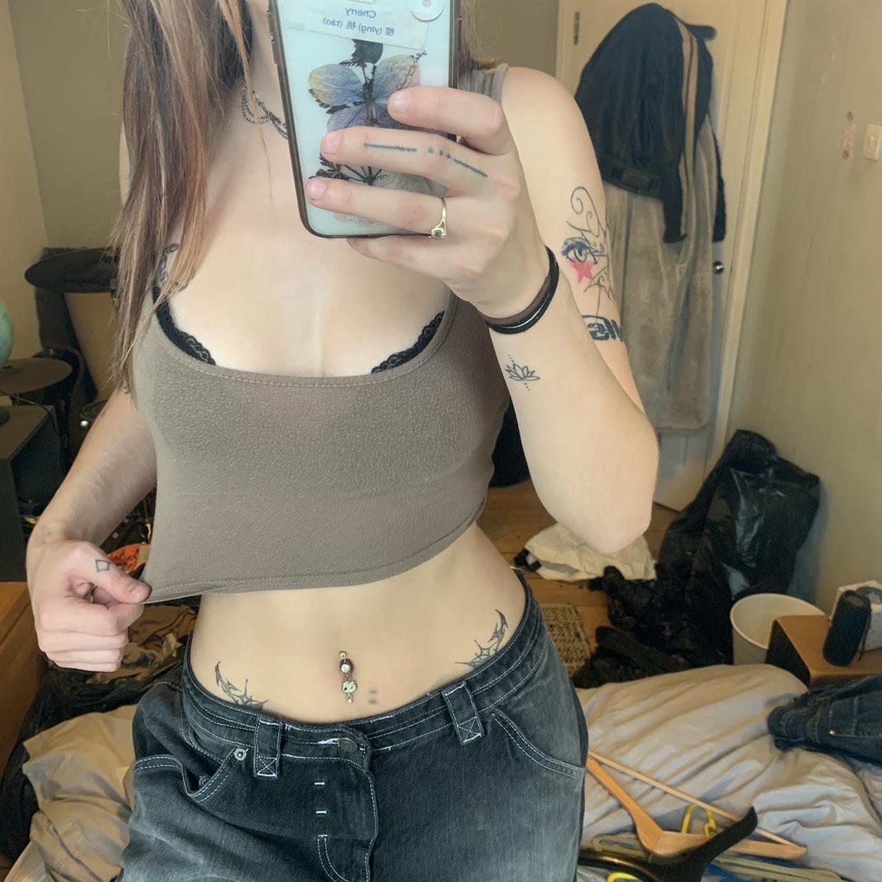 Tan/Beige crop top really soft material selling as i... - Depop