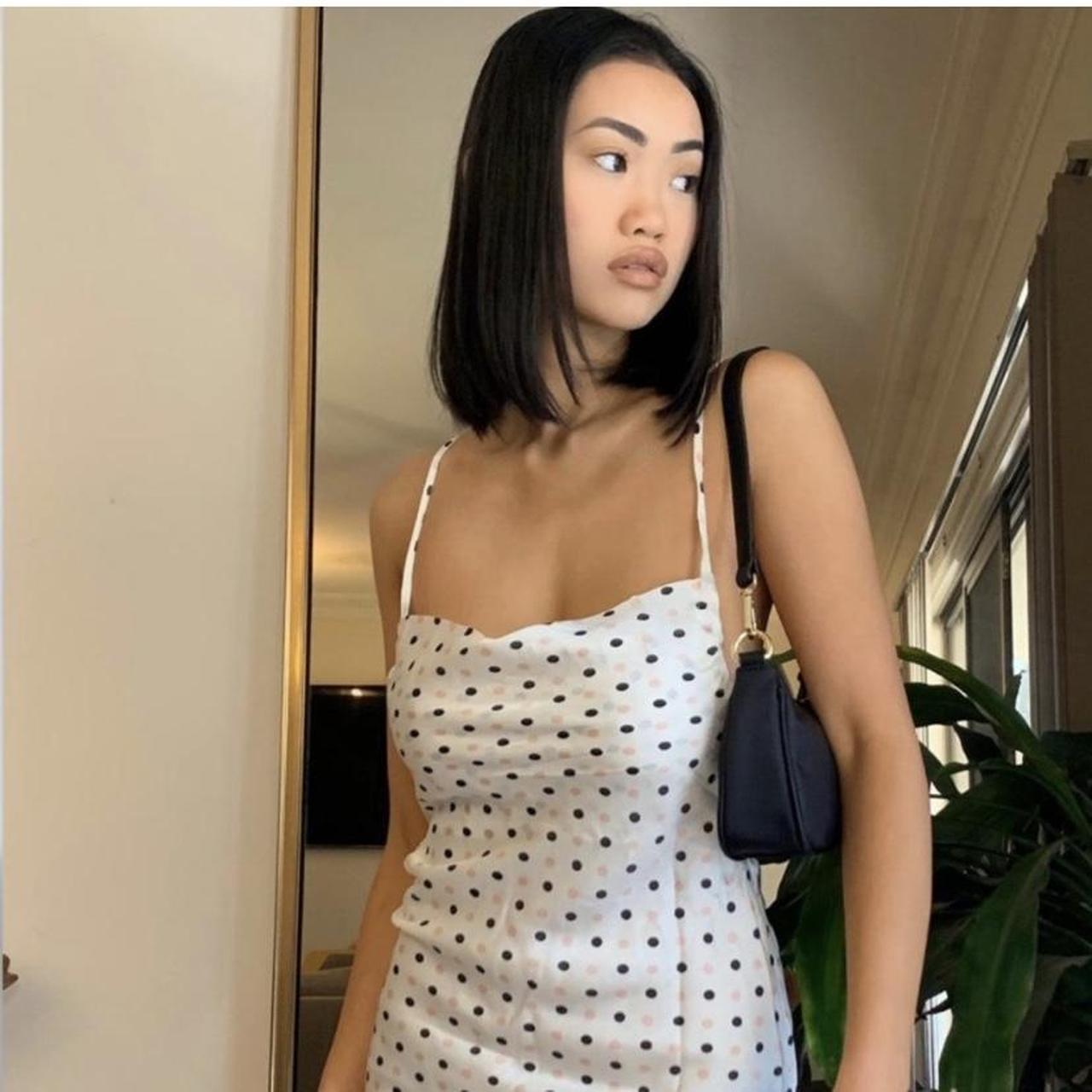 mini polka dot dress, adjustable open back with tie,... - Depop