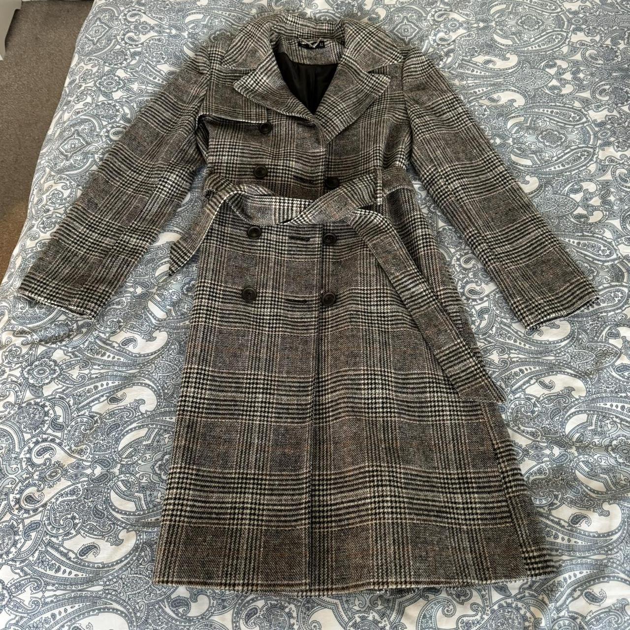 Beautiful checked trench coat from F&F. Grey and | Depop