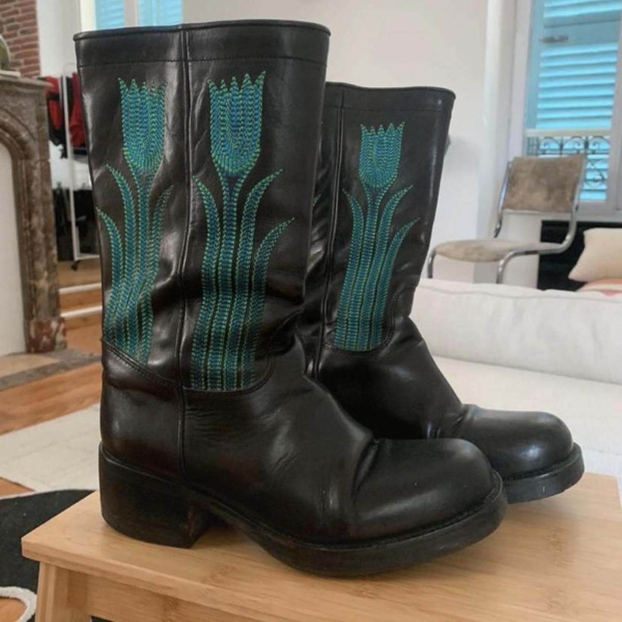 bottes vintage zippées à lacets