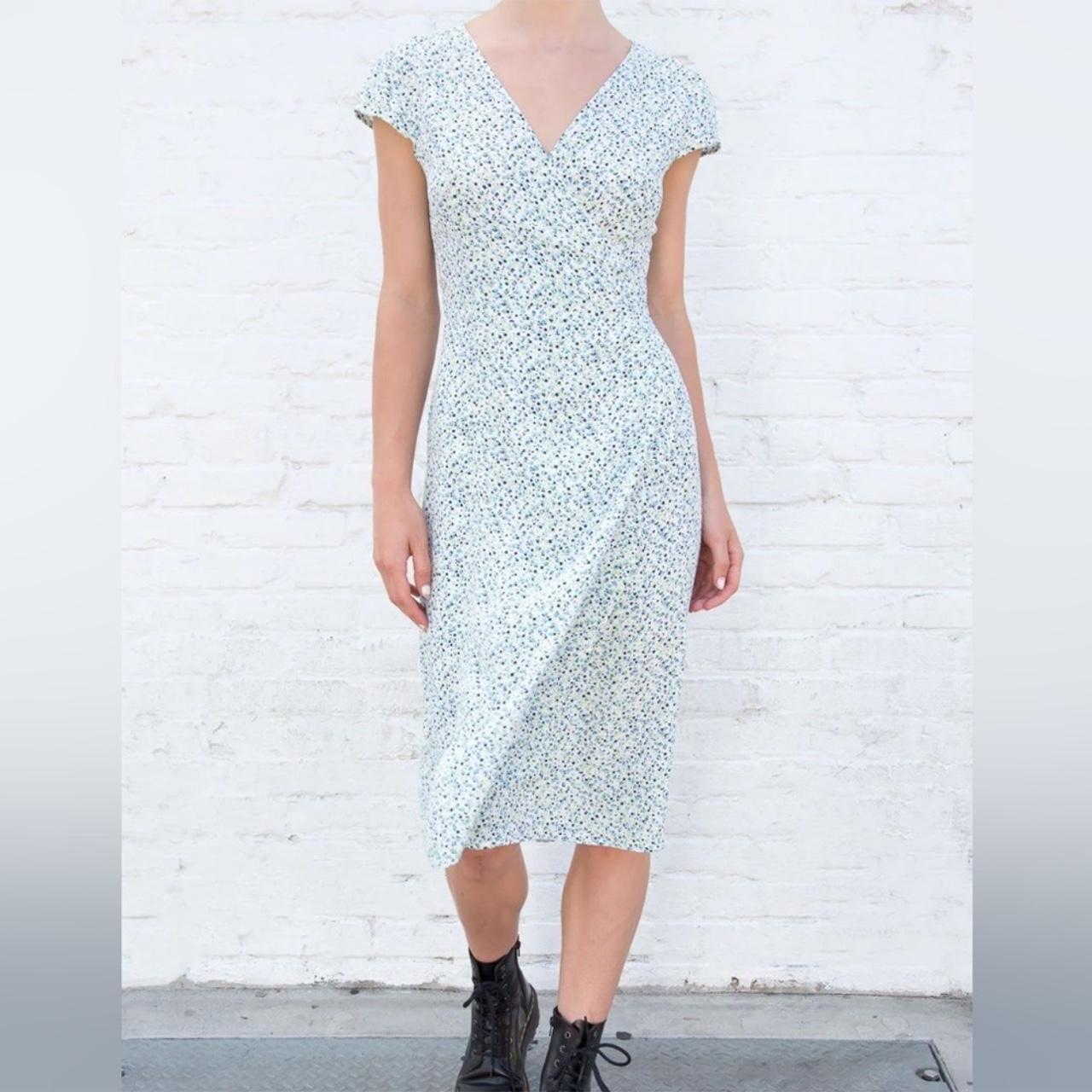 Blue and white Brandy Melville wrap dress - Depop