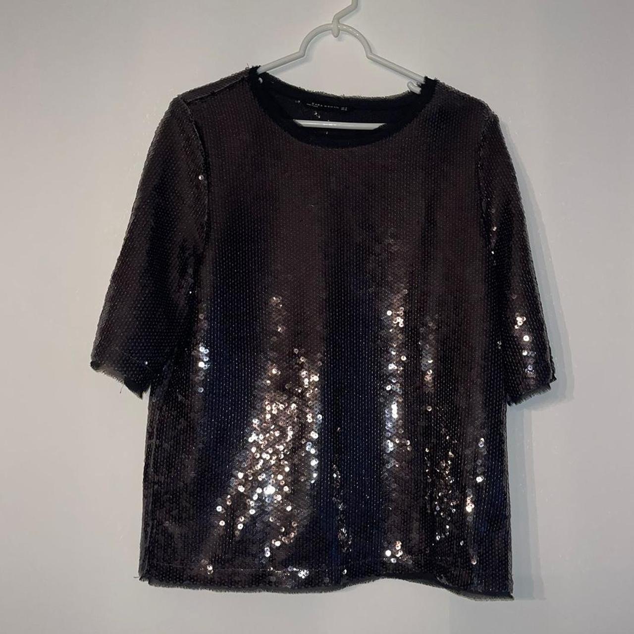 ZARA NAVY SEQUIN TOP. New, never used. Perfect for... - Depop