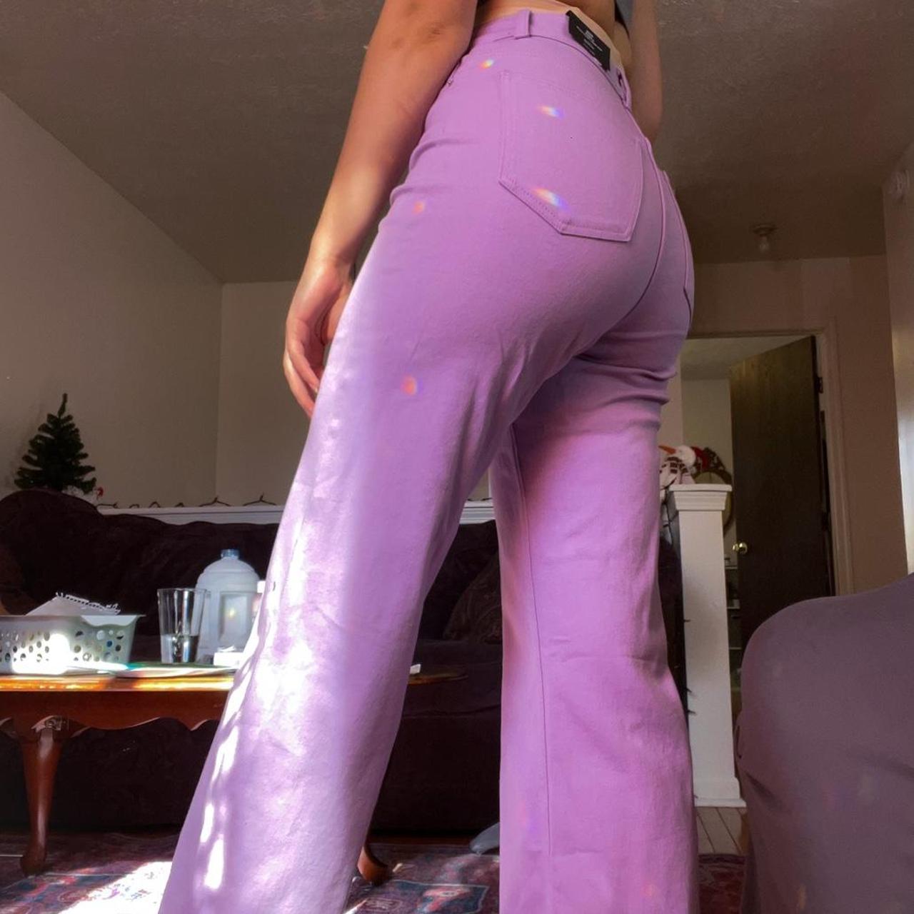 Super high waisted lavender straight leg pants... Depop