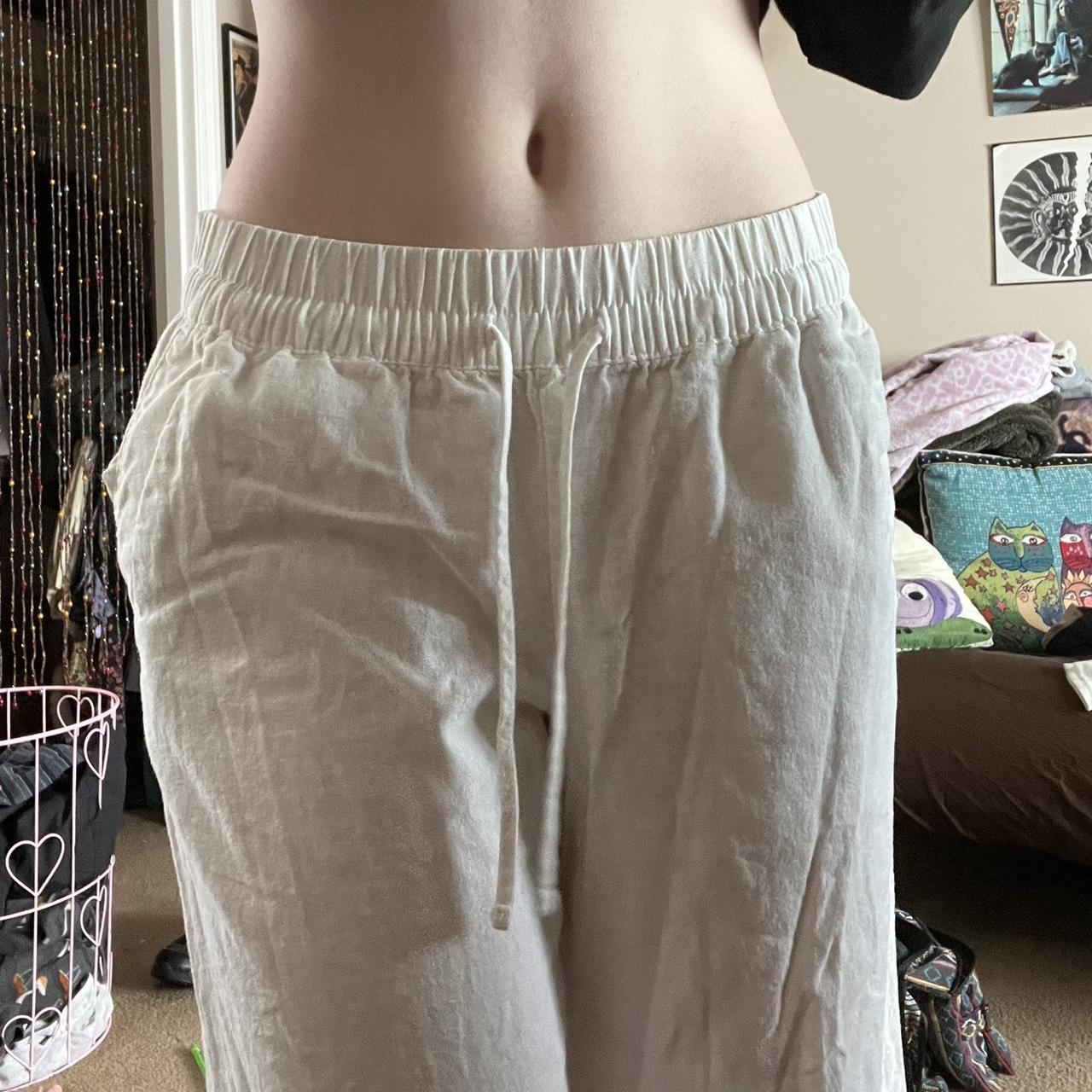 the perfect white linen pants! love these so much... - Depop