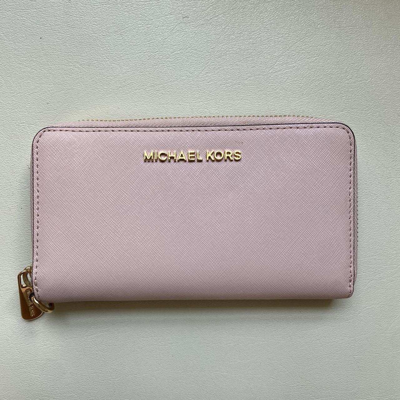 Michael Kors Jet Set Travel Logo Double Gusset Wallet Wristlet Dusty Rose  Blossom Pink Leather Clutch Listed By Grand Slam Fashion Tradesy   xn90absbknhbvgexnp1ai443