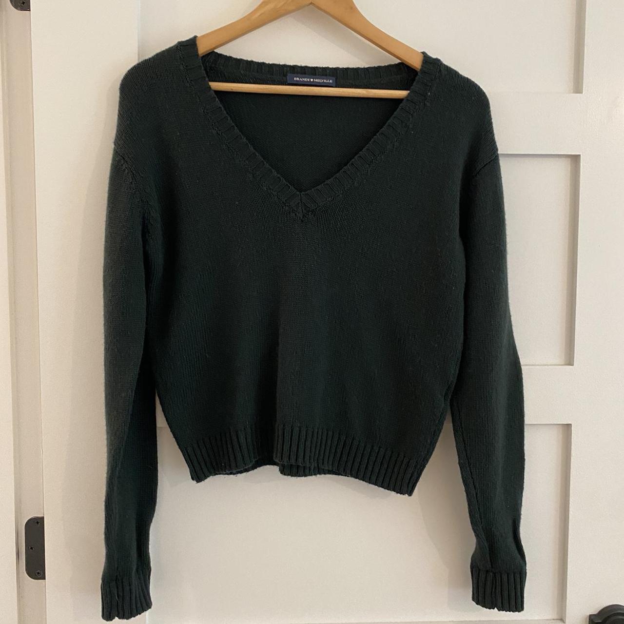 Brandy Melville dark green vneck sweater... Depop