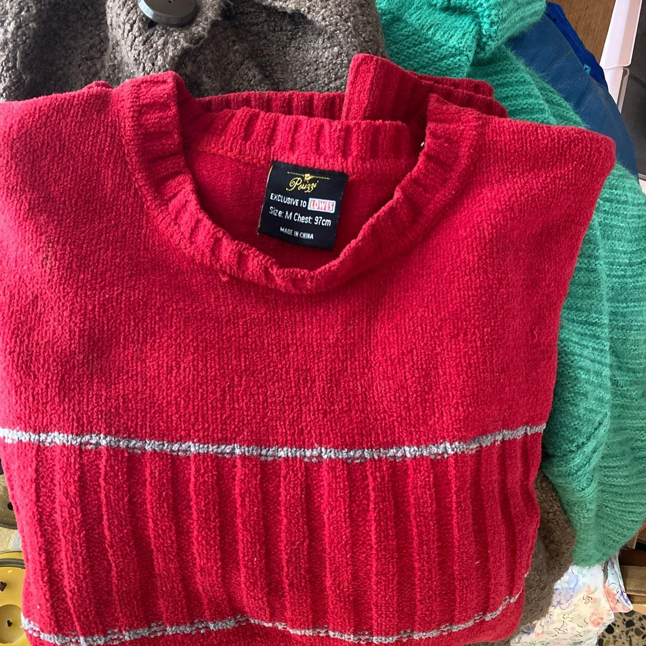 Comfiest jumper ever. Retro red sweater with 2... - Depop