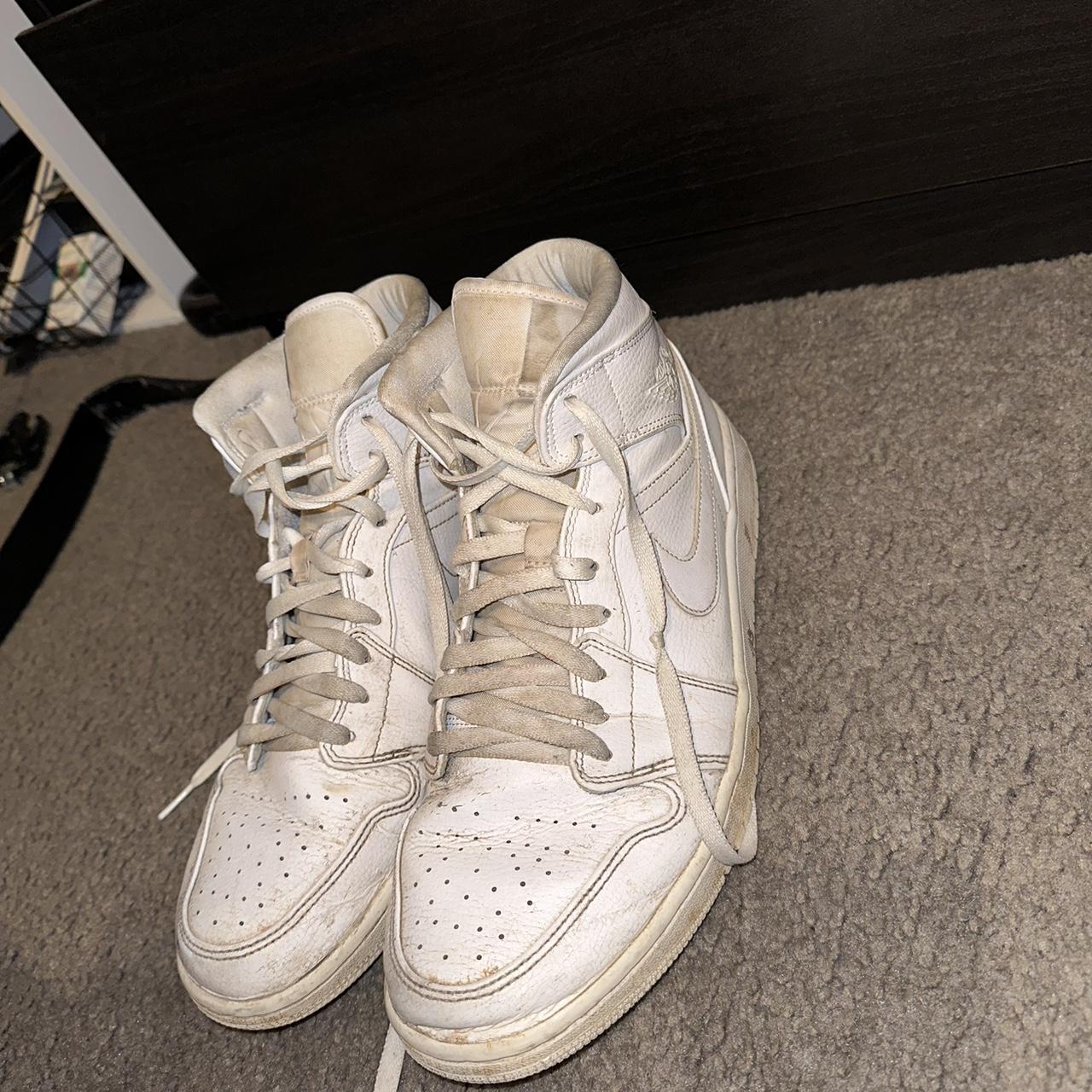 triple white jordan 1s