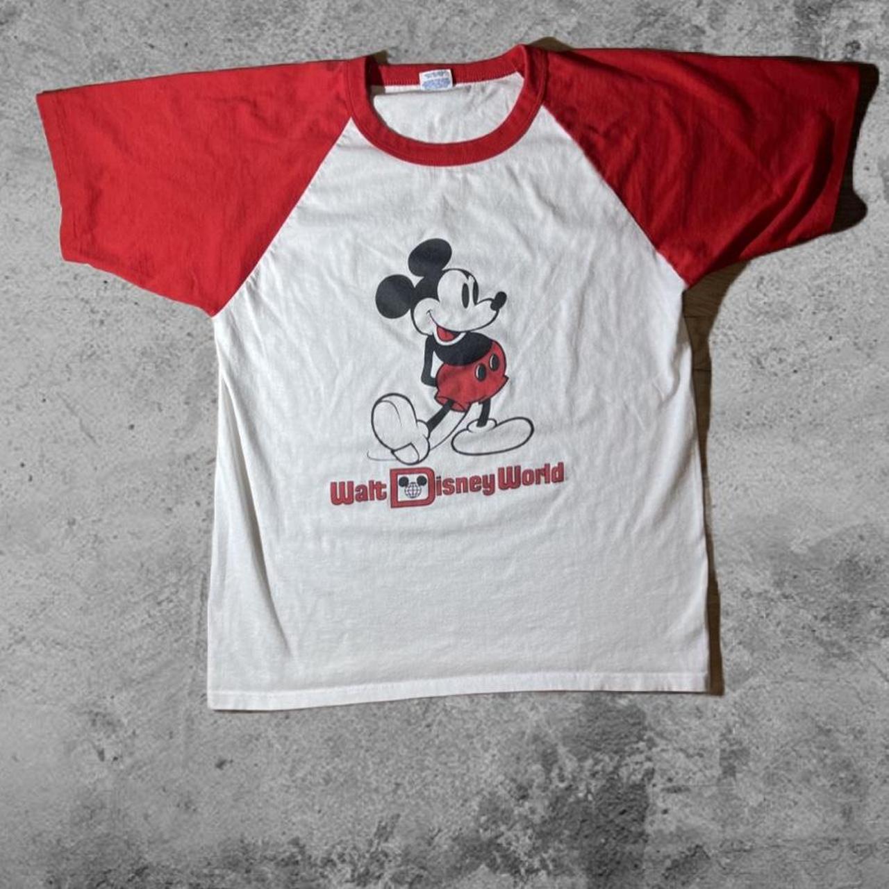 Disney Men's Red and White T-shirt | Depop