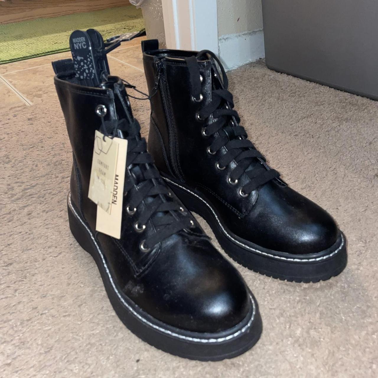 Madden NYC black combat boots size 8 never worn - Depop