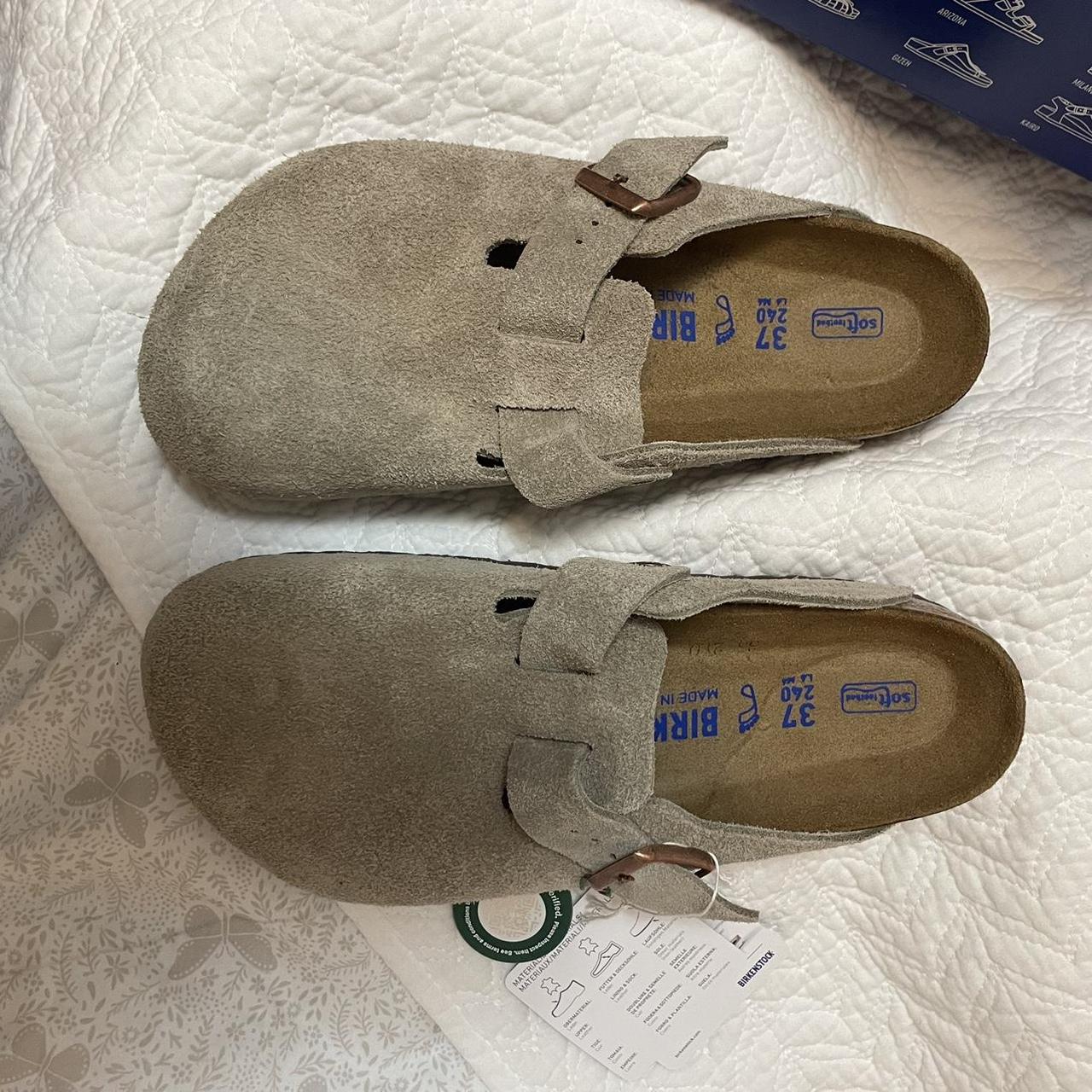 Taupe Birkenstocks Soft Footbed Boston Clogs Size 37... Depop