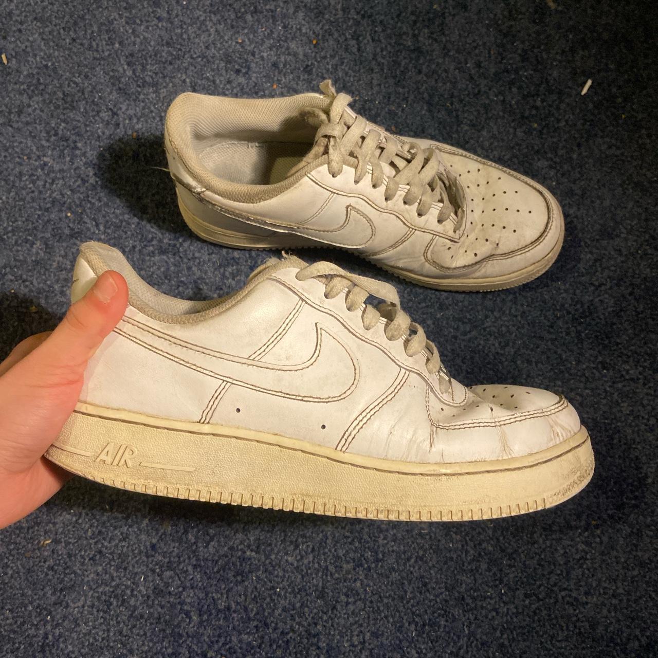 Nike White Air Force 1 UK7.5 Fairly worn + creased,... - Depop