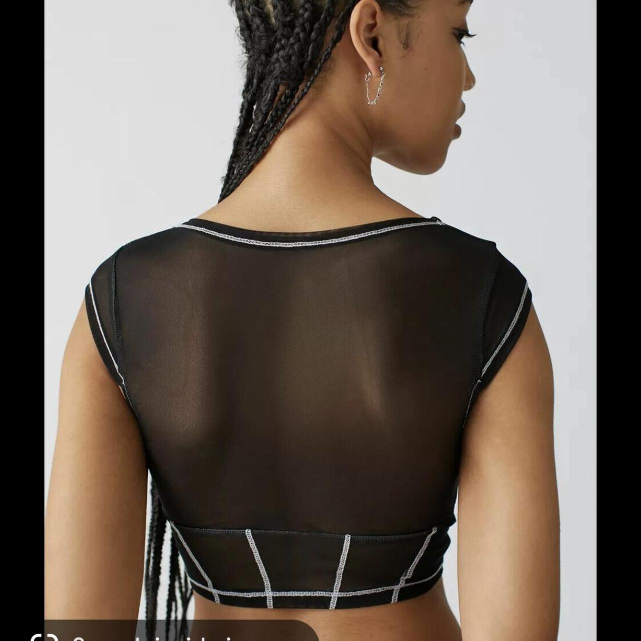 UO Nyla Mesh Cropped Corset Top