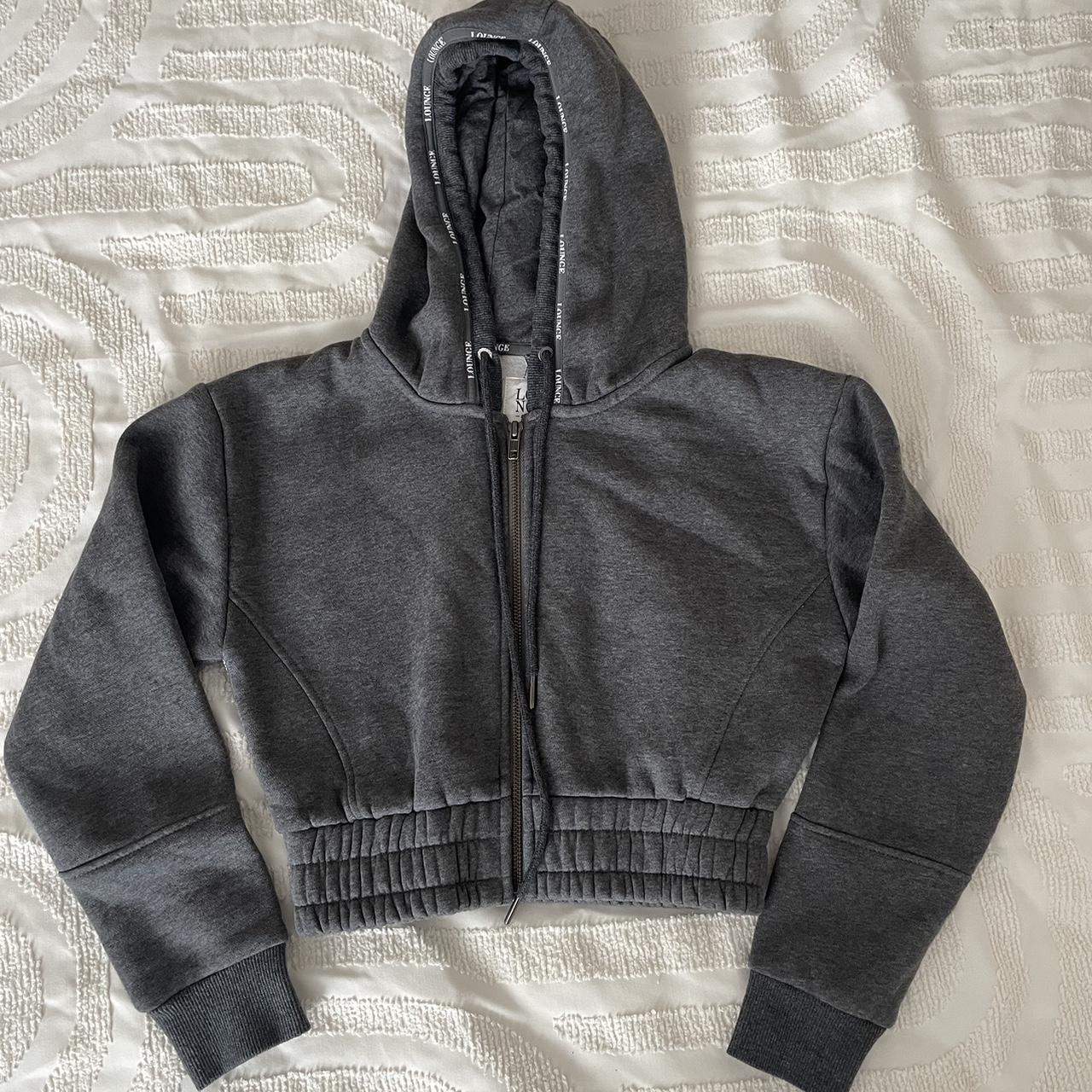 Grey zip up scrunchie hoodie sale