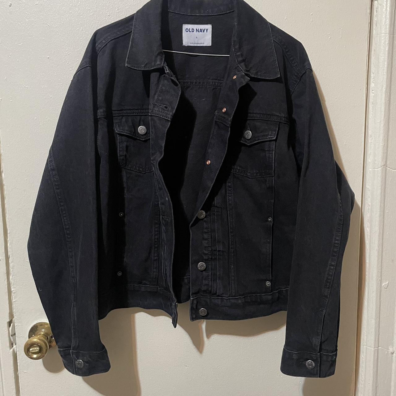 old navy black jean jacket size L