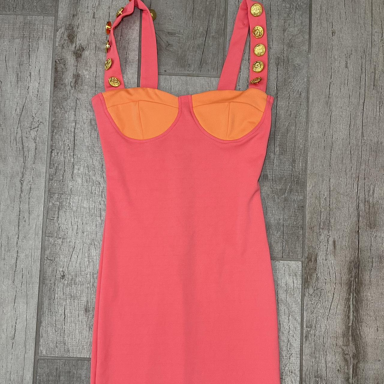 pink & orange summer dress size small worn once... Depop