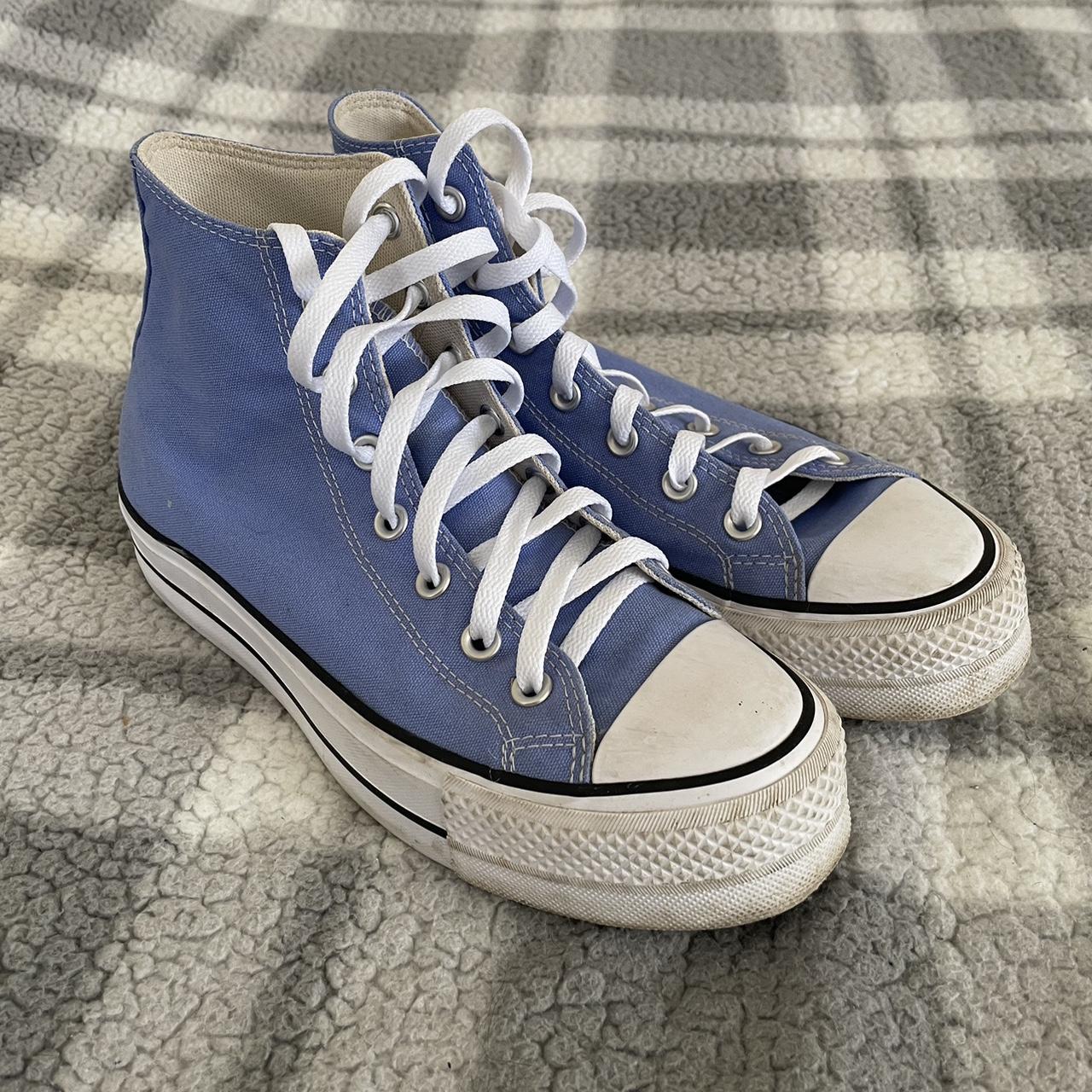 blue high top platform converses great condition Depop