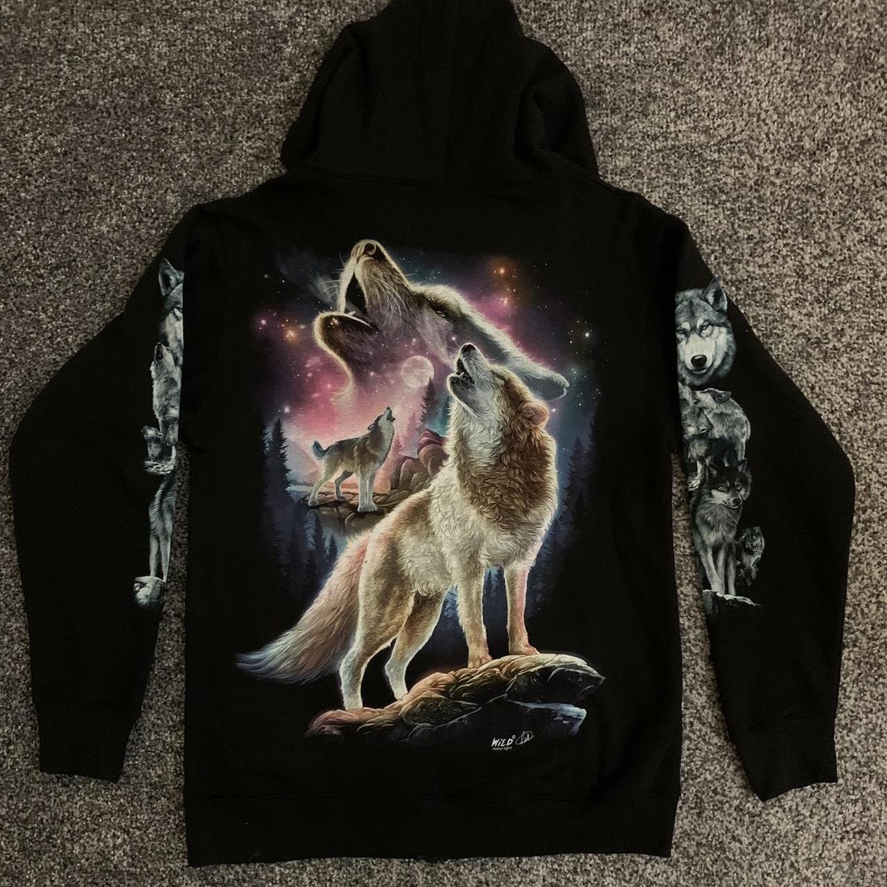 Wolf on sale print hoodie