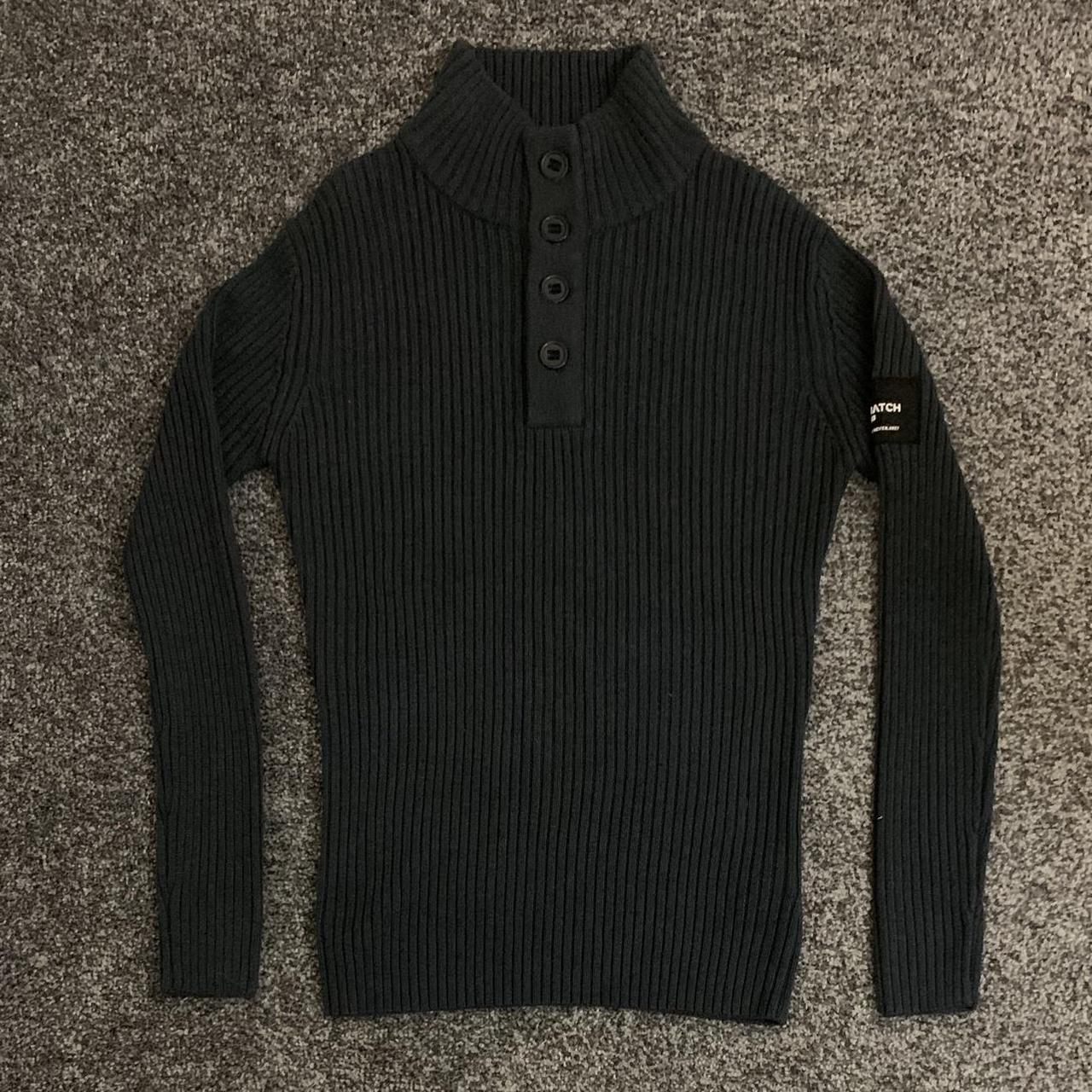 Crosshatch Wool Knit Jumper in Dark This