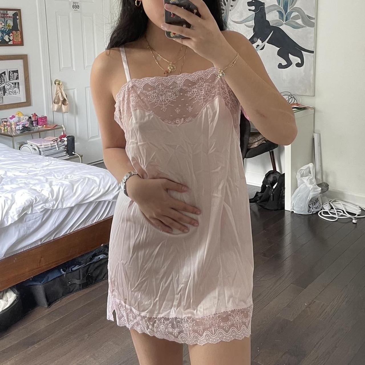 Vintage pink lace slip dress Fits like xs m So cute. Depop