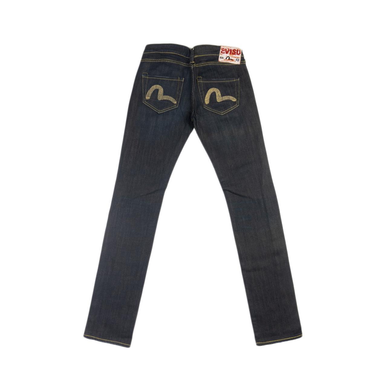 Evisu Women's Navy and Blue Jeans Depop