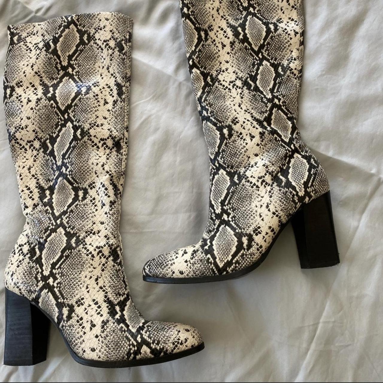 Snakeskin thigh sale high boots mango