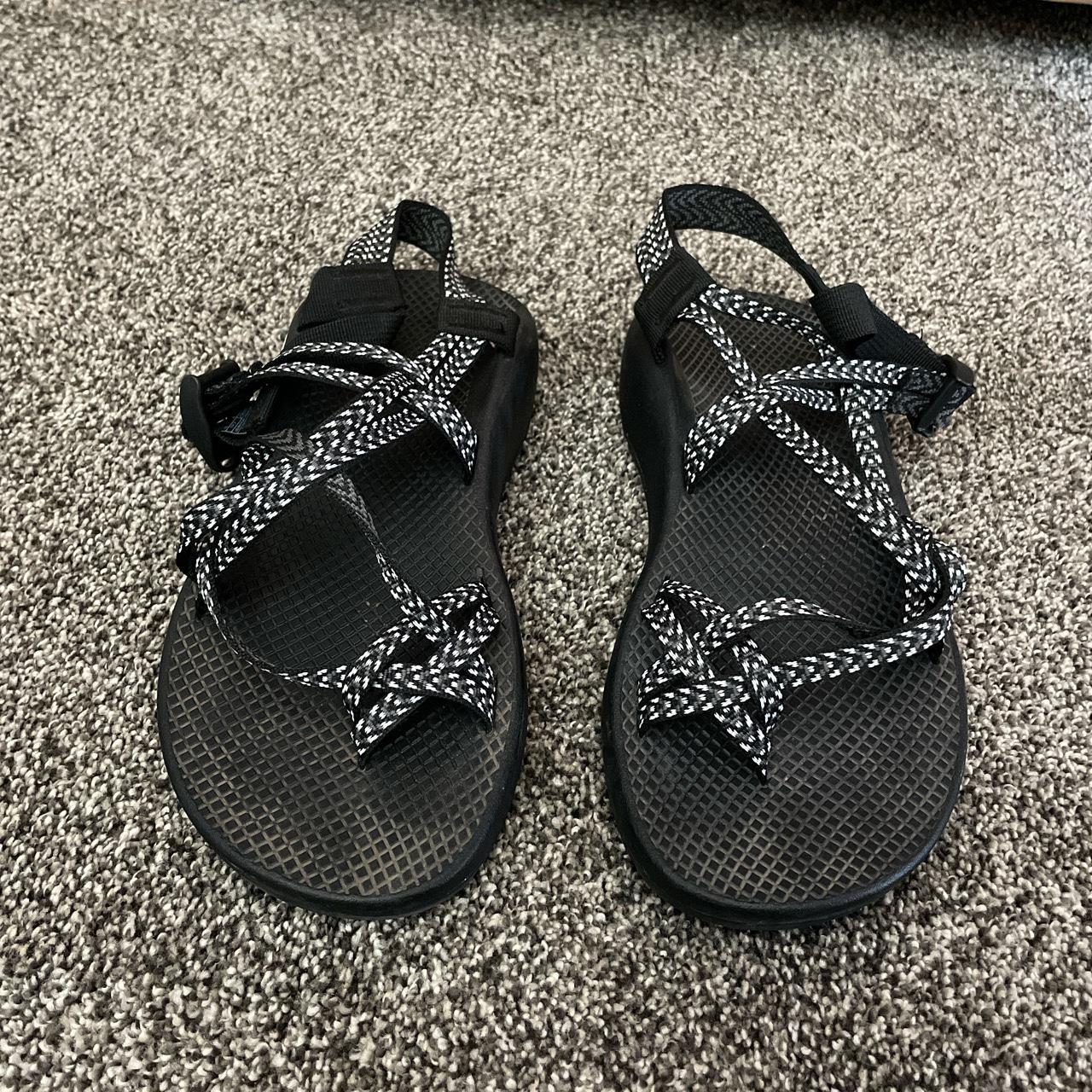 black and white tie strap chacos only worn a Depop