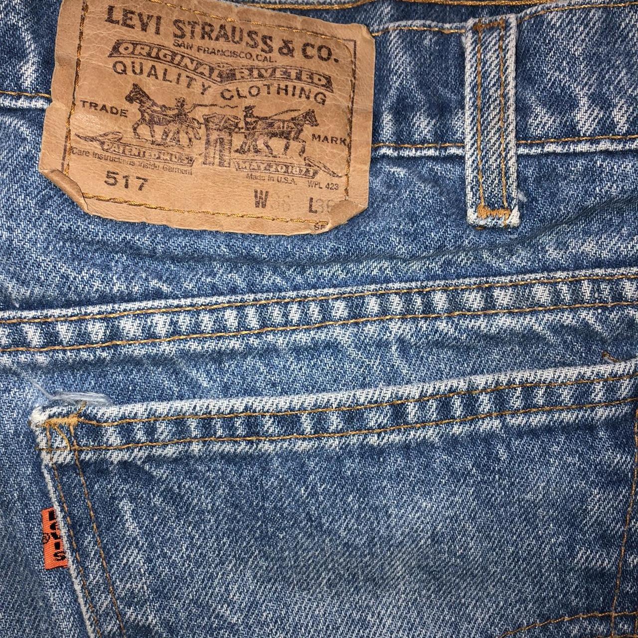 Vintage Levi's 517 Distressed Jeans Dated: 1980s -... - Depop