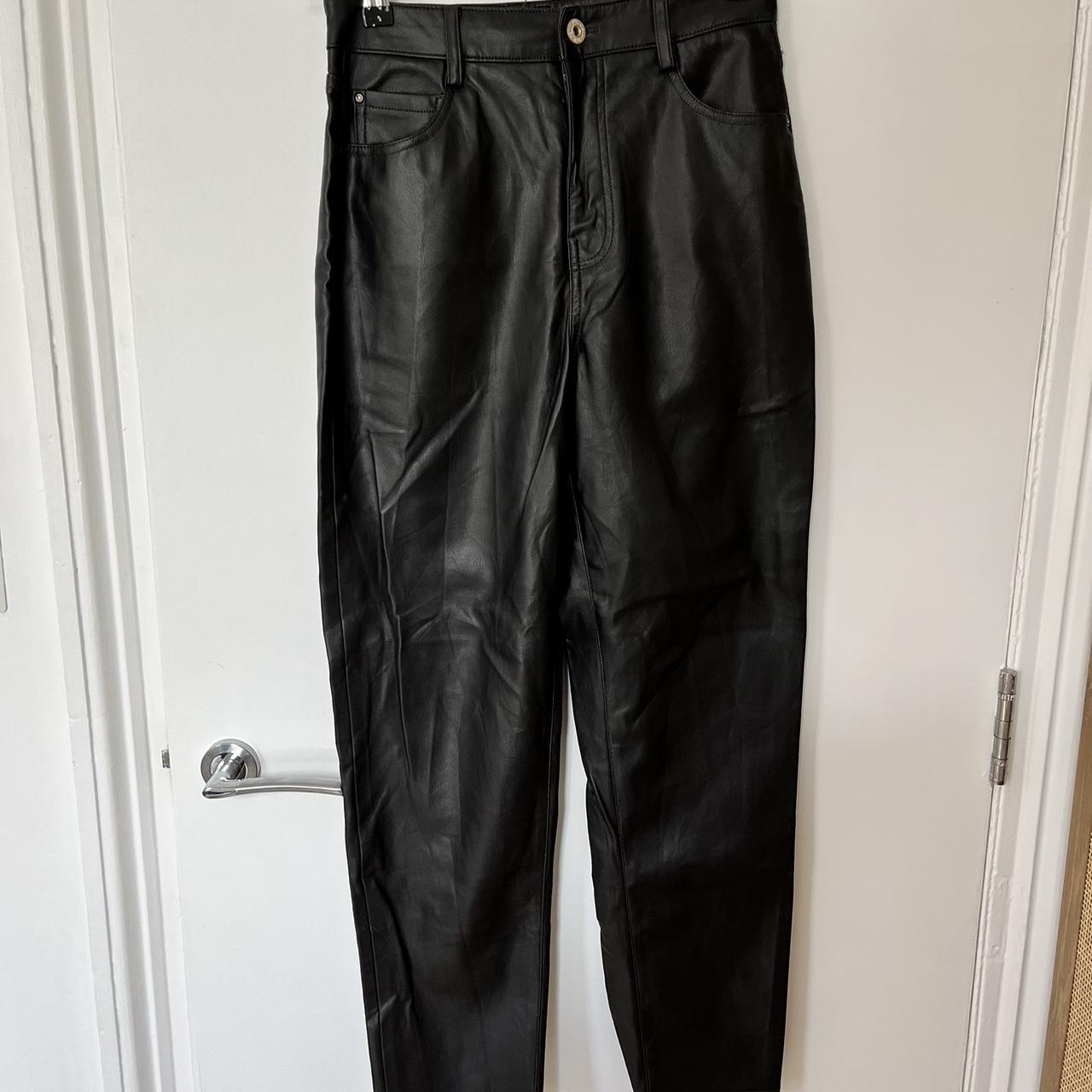 Zara faux leather straight leg trousers Size... - Depop