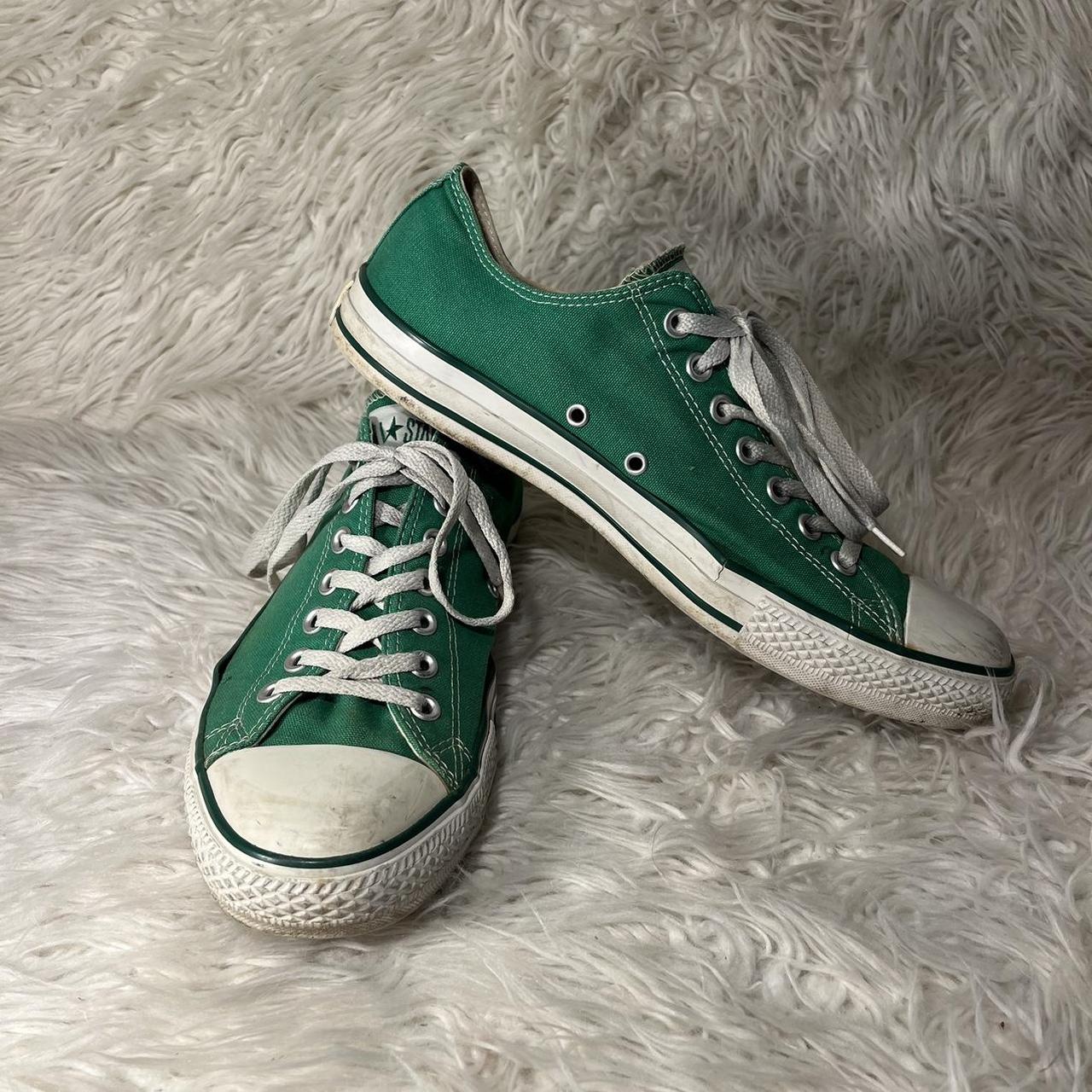 Green low top Converse. Good condition, worn. Men’s... - Depop