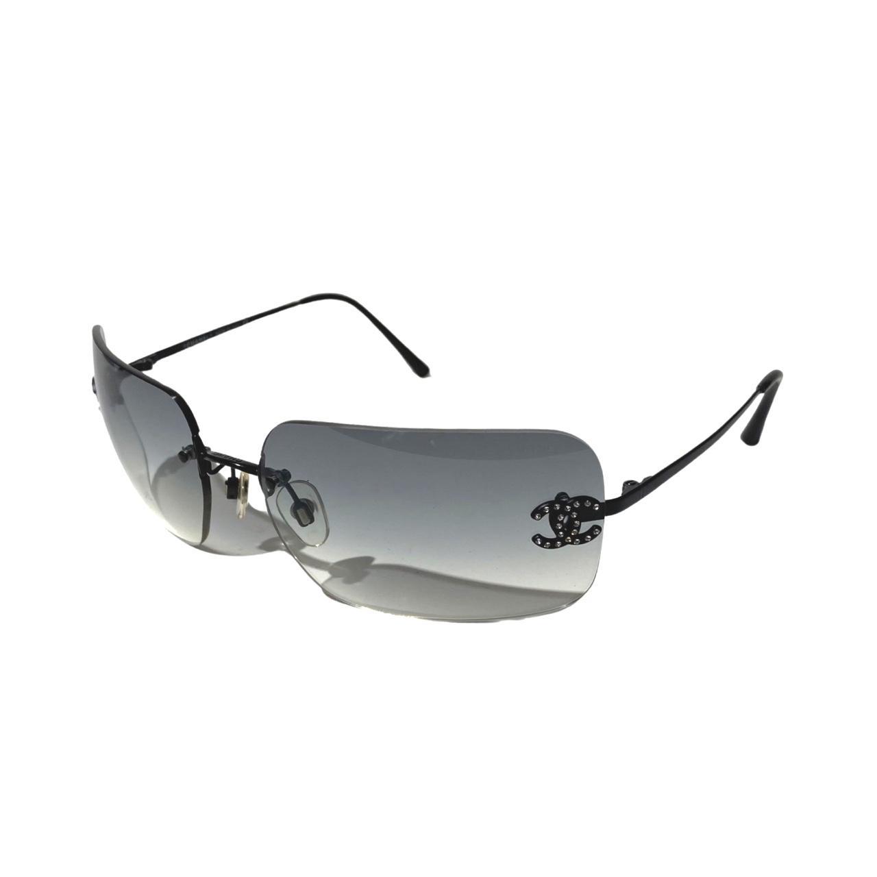 小物 00s CHANEL rimless sunglasses y2k VTG Y2K CHANEL Rimless Mirror Wrap Sunglasses Italy