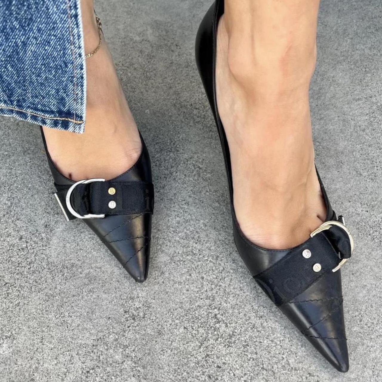 Dior Women's Black and Silver Courts | Depop