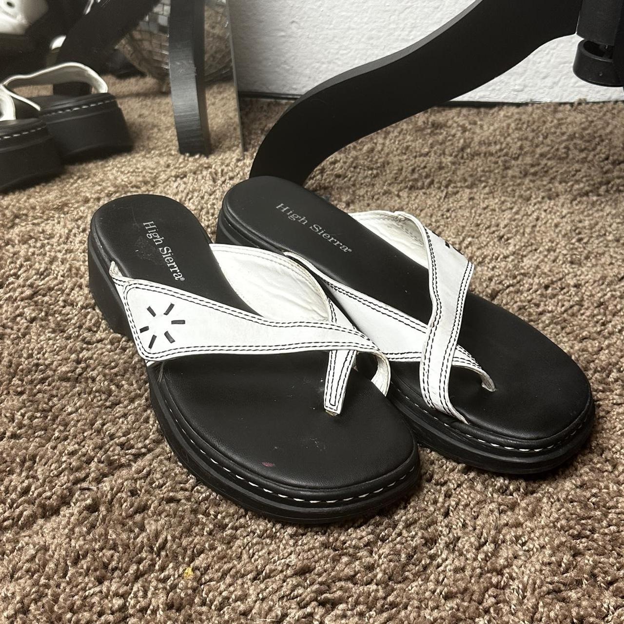High Sierra Women's Black and White Sandals | Depop