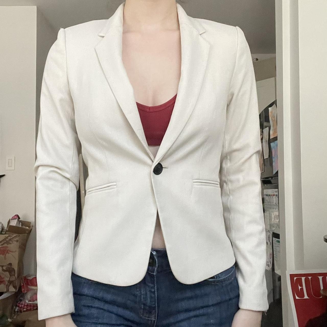 H&M Women's Cream Tailoredjackets Depop