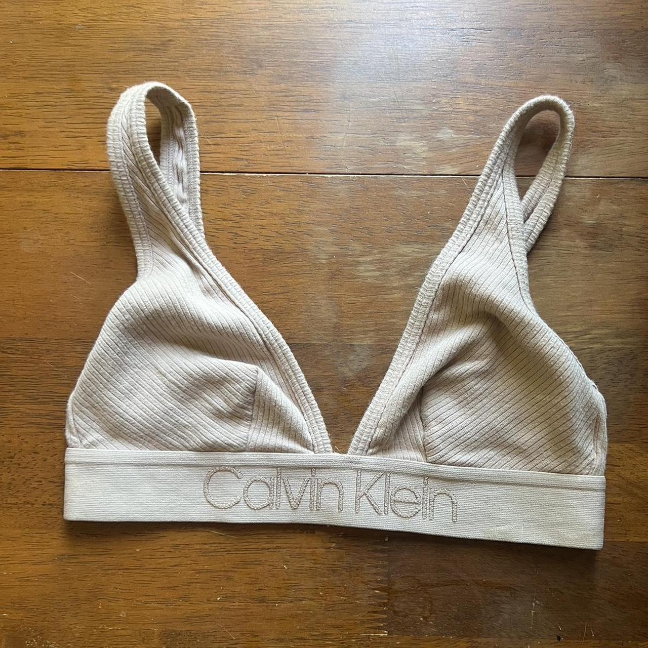 beige/nude calvin klein bra. comfy and snug. #bra... - Depop