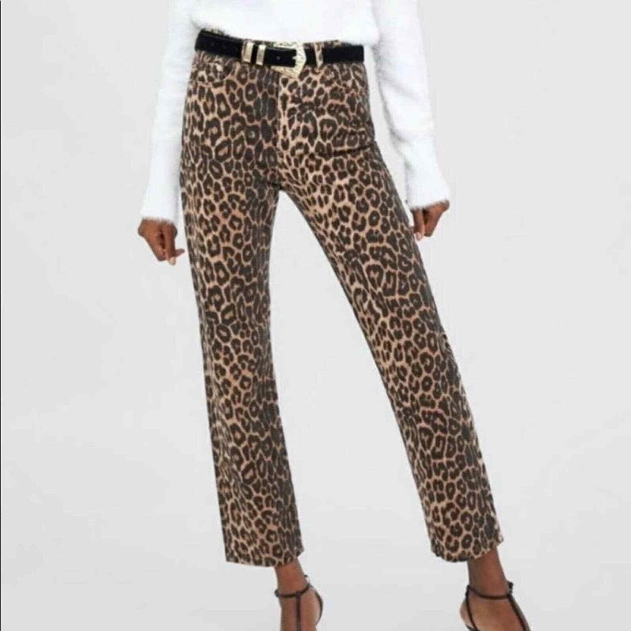 Straight Legged Leopard Print Jeans! Zara TRF #repop... - Depop