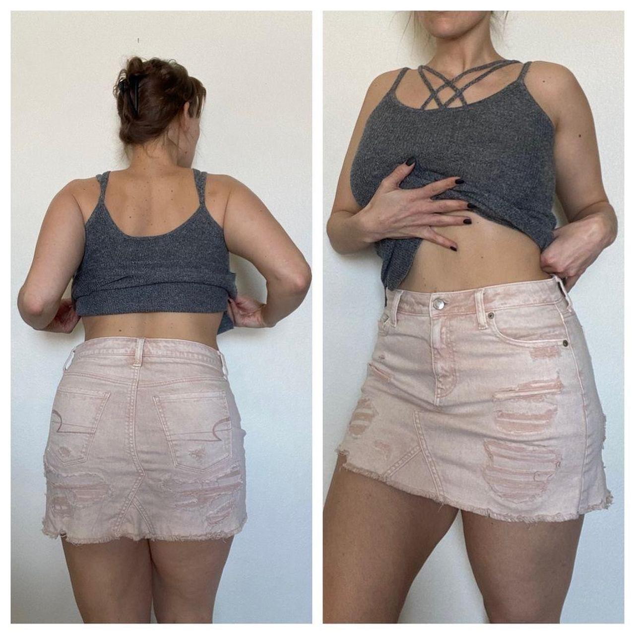 American eagle on sale pink denim skirt