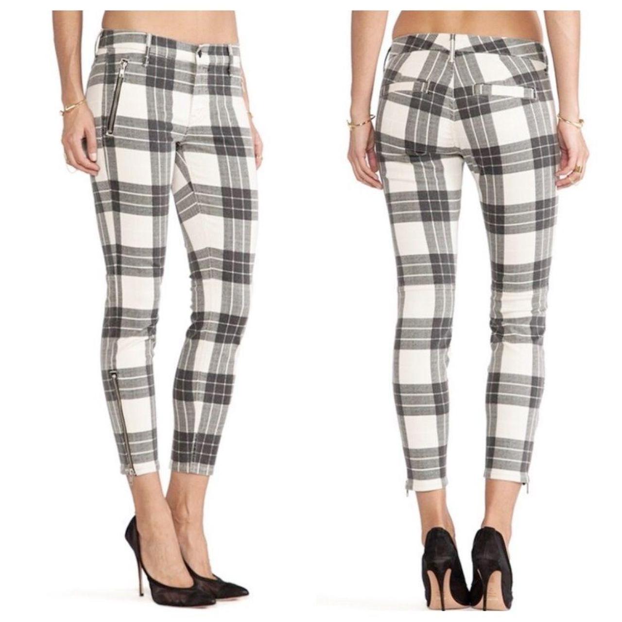 Mother Women's Grey and Cream Trousers Depop