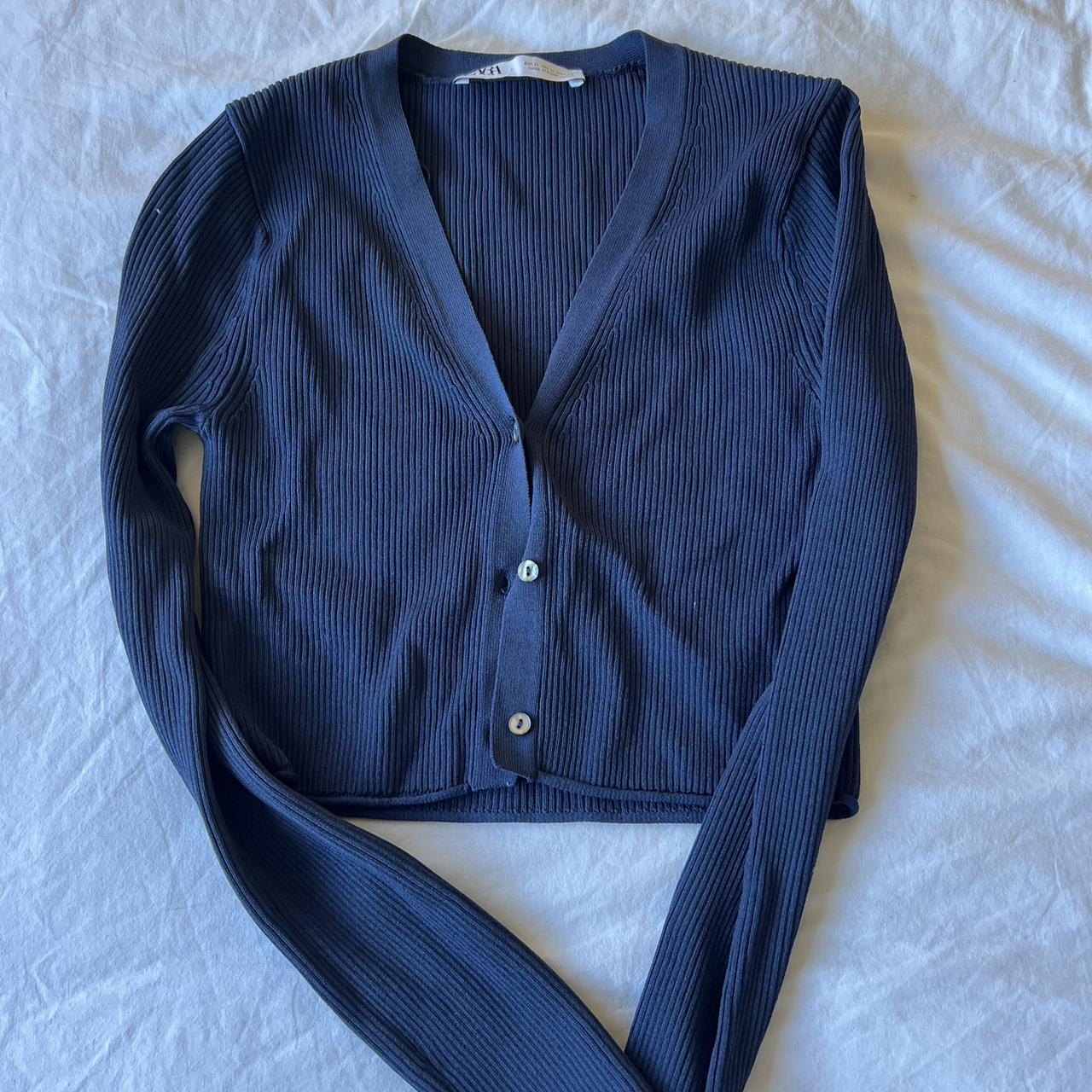 Zara two piece sweater & tank set in navy blue... Depop
