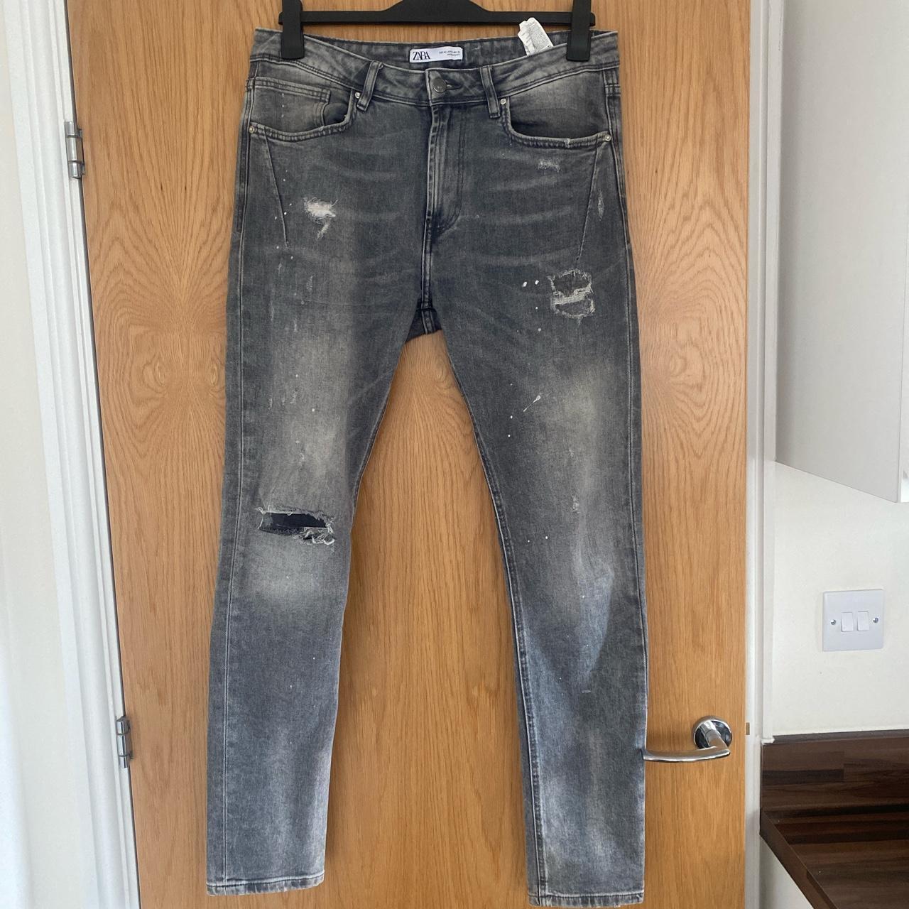 Men’s Grey Ripped Zara Jeans, W32. Worn once or... - Depop