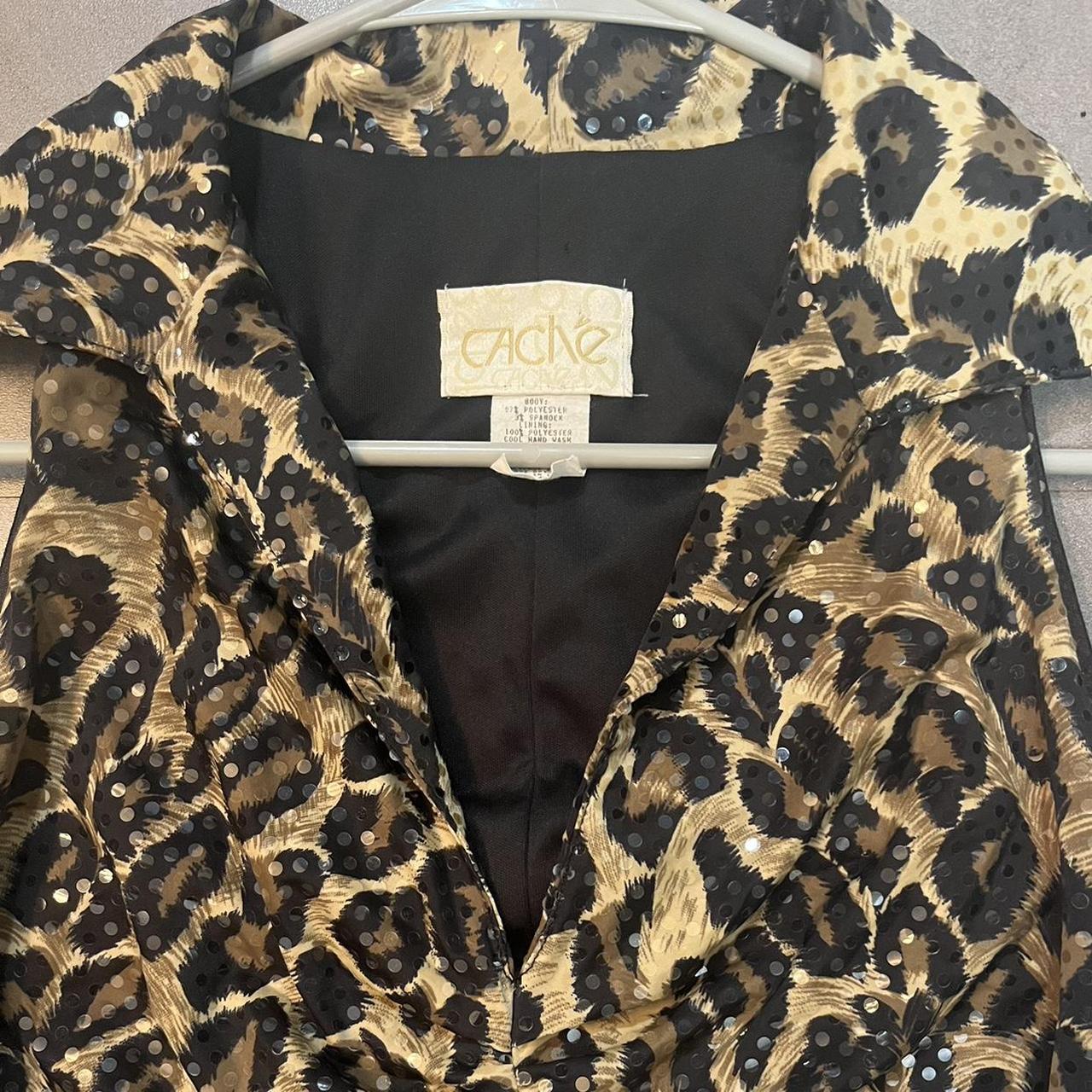 Perfect early 2000s sequin leopard print collared... - Depop