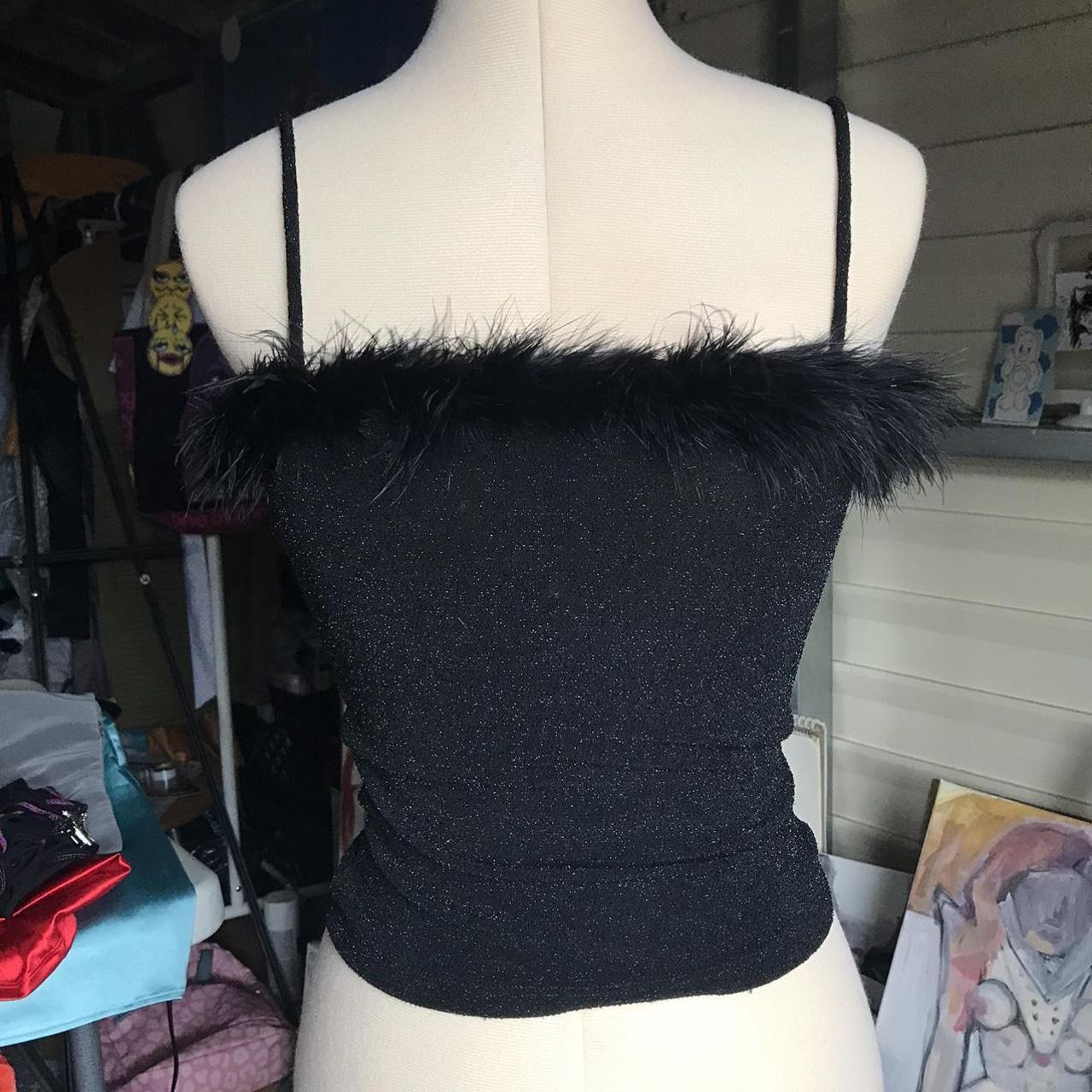 Charlotte Russe Black Knit Top With Faux Feather Depop