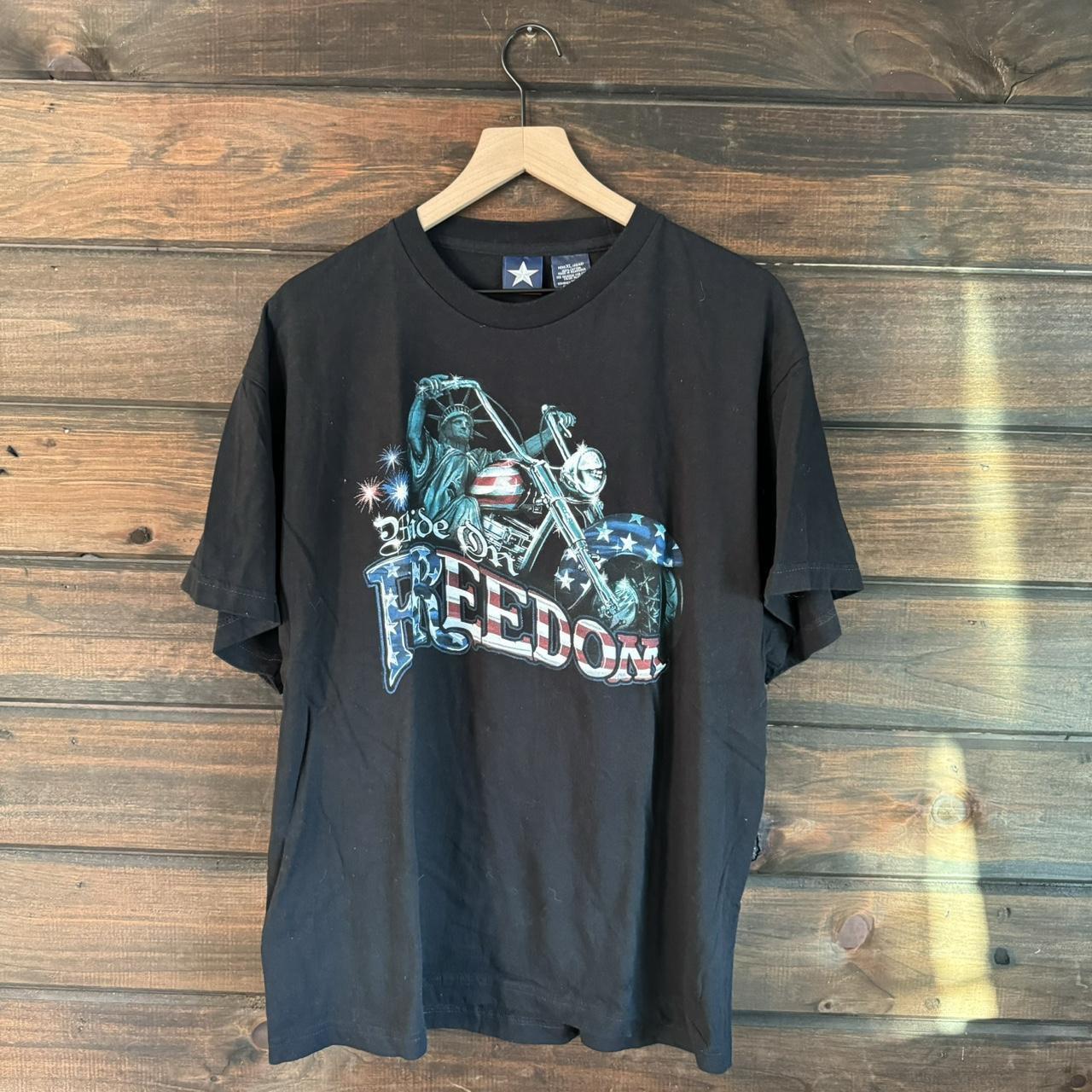 Vintage y2k Ride on Freedom Statue of Liberty Biker... - Depop