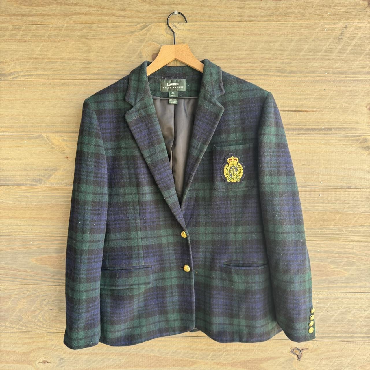 Ralph lauren green plaid blazer deals
