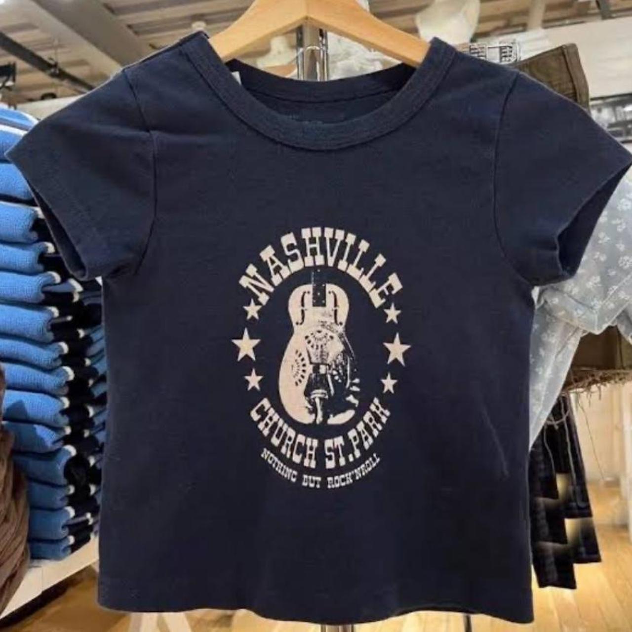 Brandy Melville Nashville baby tee in navy... Depop